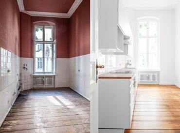 Beitragsbild Fix und Flip mit Vorher-Nachher-Bild einer sanierten Wohnung