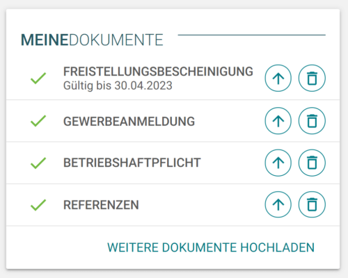 Doozer Handwerkerprofil_Dokumente Screenshot Doozer Plattform Handwerker Dokumente