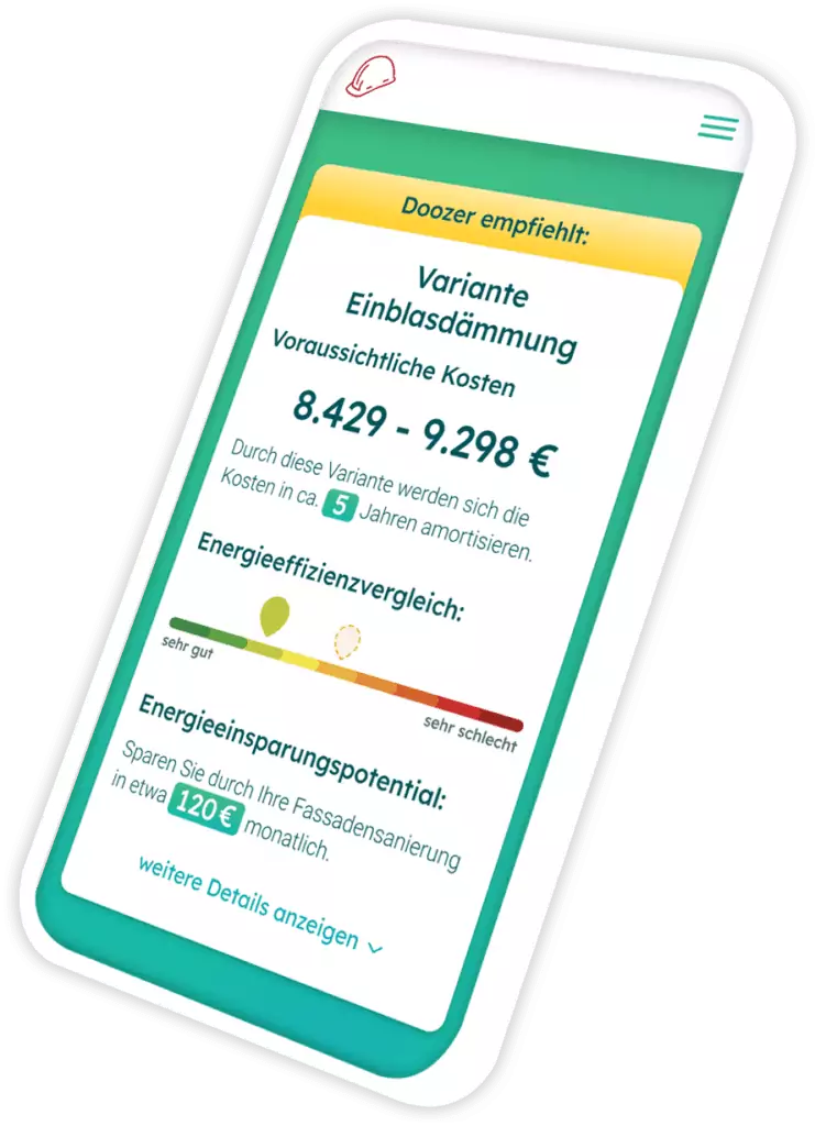 Smartphone mit Übersicht für Ihre energetische Sanierung