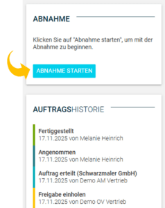 Abnahmeprotokoll: Abnahme starten