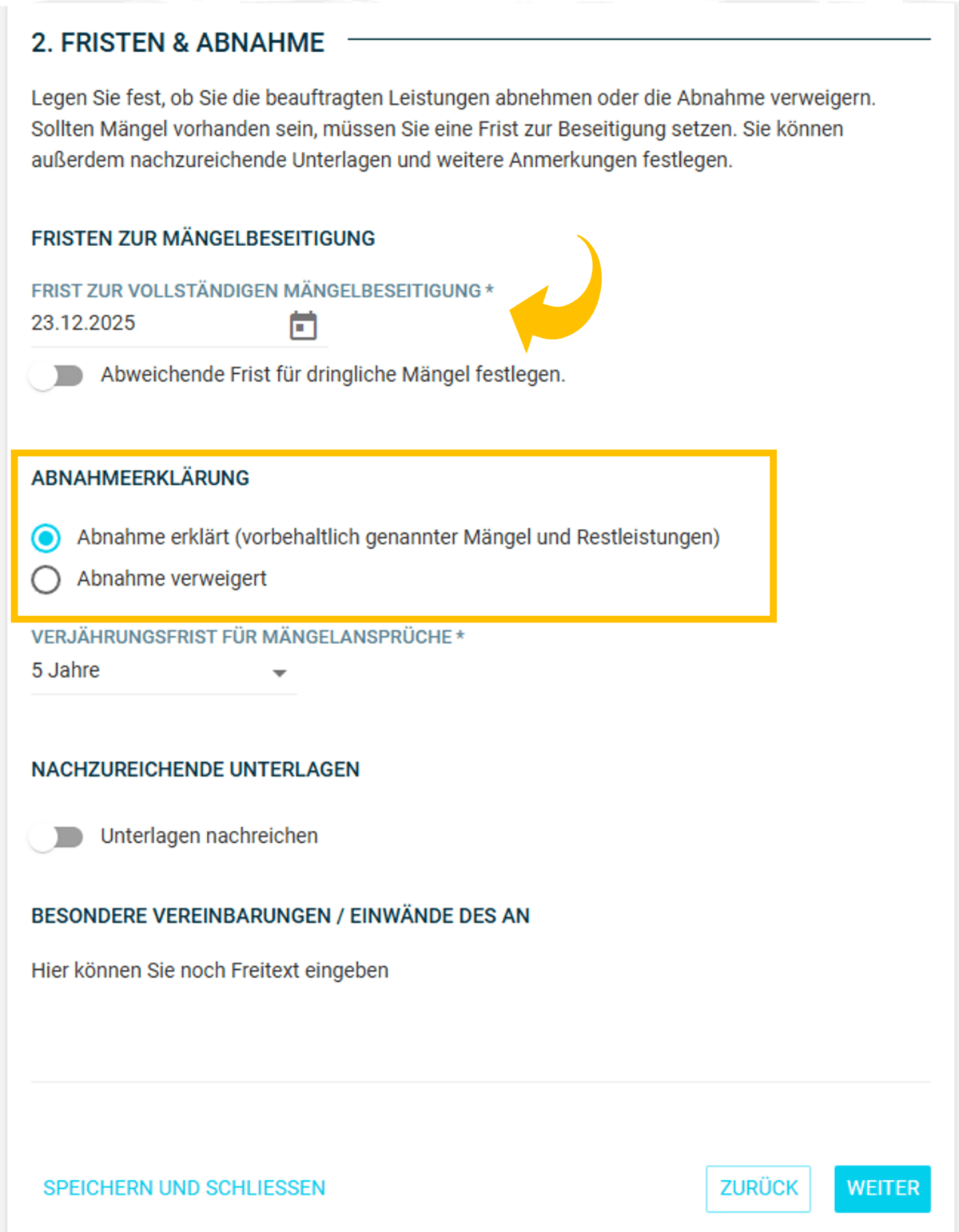 Abnahmeprotokoll: Fristen & Abnahme