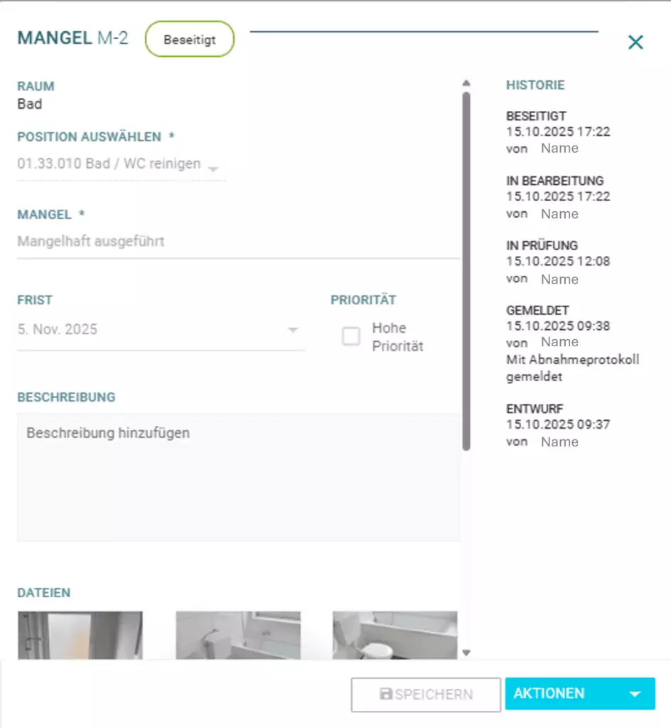 Mängel beseitig & Dokumentation