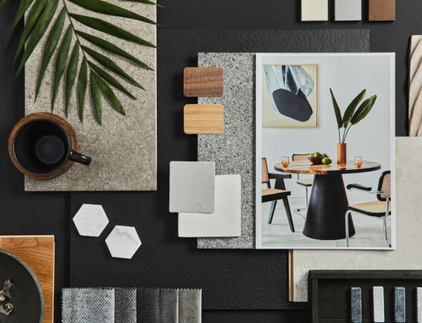 Moodboard als Inspirationssammlung mit verschiedenen Designs und Materialien