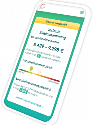Smartphone mit Übersicht für Ihre energetische Sanierung